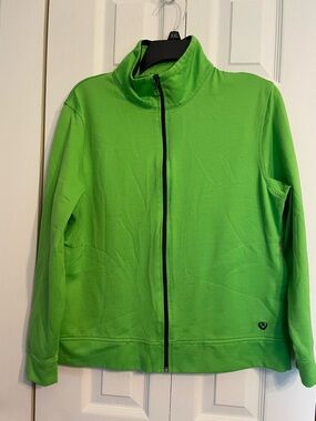 Silver Jeans Bright Green Hoodie with Navy Trim